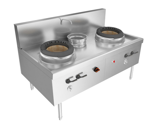 燃氣雙頭單尾小炒爐 尺寸:1800x1000x800+350mm